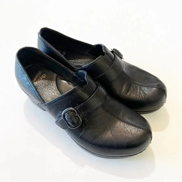 Dansko Tamara Clogs Black Leather Women’s Size 38 EU Buckle Detail Comfort Work - Picture 14 of 14